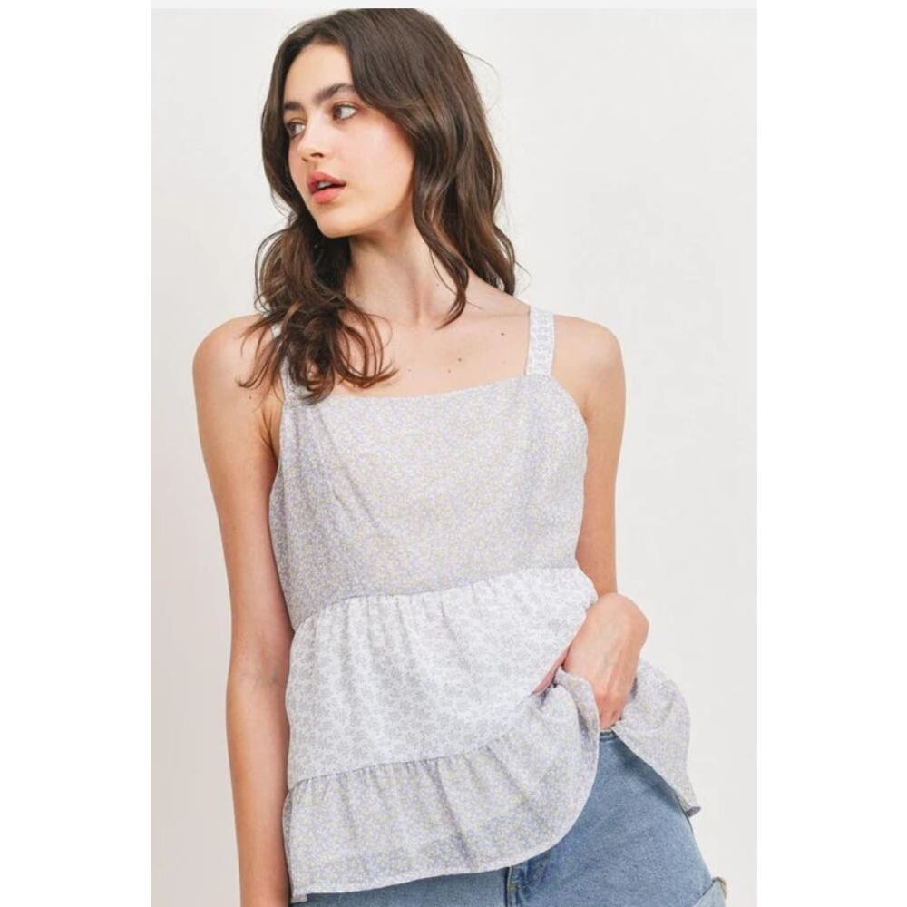 Papercrane Floral Peplum Tank NWOT